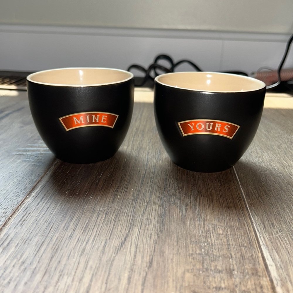 Baileys Irish Cream Coffee Espresso Cup Ceramic Brown Beige Yours & Mine 6oz 2pc